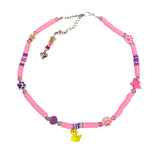 Little Duck Handmade Bead Dog Necklace - Pink