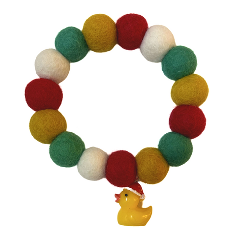 Christmas Ducks Pom Pom Dog Collar - 2cm Balls