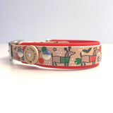 Christmas Dachshunds Handmade Dog Collar - Vegan / Waterproof Biothane - 2 Colour 25mm