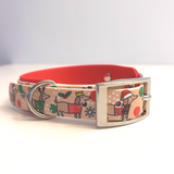 Christmas Dachshunds Handmade Dog Collar - Vegan / Waterproof Biothane - 2 Colour 25mm