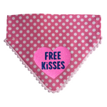 Handmade Dog Bandana  - Free Kisses - Slide On