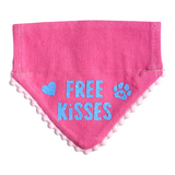 Handmade Dog Bandana  - Free Kisses - Slide On