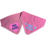 Handmade Dog Bandana  - Free Kisses - Slide On