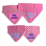 Handmade Dog Bandana  - Free Kisses - Slide On