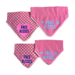 Handmade Dog Bandana  - Free Kisses - Slide On