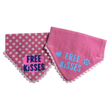 Handmade Dog Bandana  - Free Kisses - Slide On