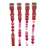 Handmade Valentine Beaded Dog Collar - Red