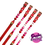 Handmade Valentine Beaded Dog Collar - Red