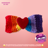 Handmade Dog Bow Tie - Rainbow Love Crochet