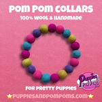 Personalised Pom Pom Dog Collar - Dolly Mix - Brights