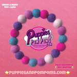 Pink, Blue & Purple Mix - Personalised Pom Pom Dog Collar