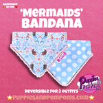 Handmade Mermaids Polka Dot Dog Bandana - Slide On