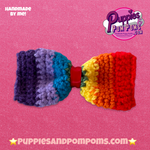 Handmade Dog Bow Tie Rainbow Crochet