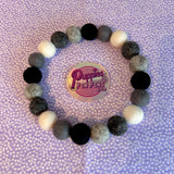 Personalised Pom Pom Dog Collar - Black, Greys & Ivory