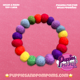 Pom Pom Bracelet - Rainbow - Small Balls