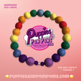 Personalised Pom Pom Dog Collar - Rainbow