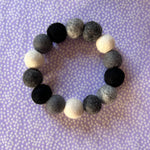 Personalised Pom Pom Dog Collar - Black, Greys & Ivory