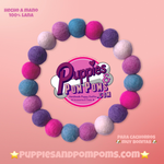 Pink, Blue & Purple Mix - Personalised Pom Pom Dog Collar