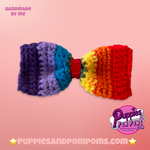 Handmade Dog Bow Tie Rainbow Crochet