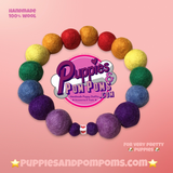 Personalised Pom Pom Dog Collar - Rainbow