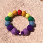 Personalised Pom Pom Dog Collar - Rainbow