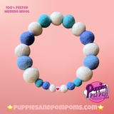 Personalised Pom Pom Dog Collar - Baby Blues / Cornish Blues