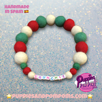 Christmas Pom Pom Dog Collar -  Elf Green