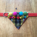 Cornish Tartan Bandana with Rainbow Pom Poms