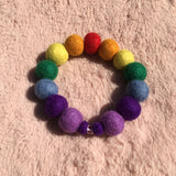 Personalised Pom Pom Dog Collar - Rainbow