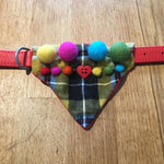 Cornish Tartan Bandana with Rainbow Pom Poms