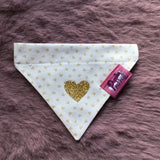 White / Latte Love Hearts Dog Bandana