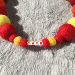 Personalised Pom Pom Dog Collar - España Mix - Red