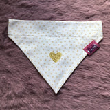 White / Latte Love Hearts Dog Bandana