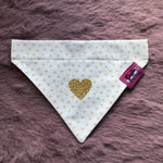 White / Latte Love Hearts Dog Bandana