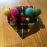 Cornish Tartan Bandana with Rainbow Pom Poms