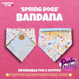 Floral Dogs Bandana - Snap On