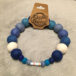 Personalised Pom Pom Dog Collar - Blue