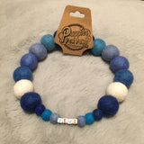 Personalised Pom Pom Dog Collar - Blue