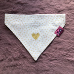 White / Latte Love Hearts Dog Bandana