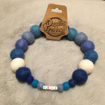 Personalised Pom Pom Dog Collar - Blue