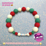 Christmas Pom Pom Dog Collar -  Elf Green