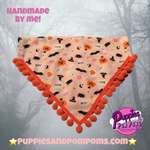 Boo! Halloween Pumpkins and Creepy Critters PomPom Bandana