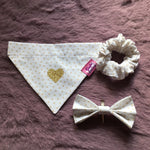 White / Latte Love Hearts Dog Bandana