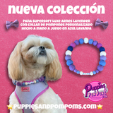 Personalised Pom Pom Dog Collar - Lavender Blue