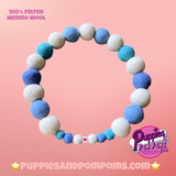 Personalised Pom Pom Dog Collar - Baby Blues / Cornish Blues