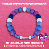 Personalised Pom Pom Dog Collar - Lavender Blue