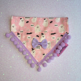 Cute Pink Ghosts! Halloween Pompom Dog Bandana