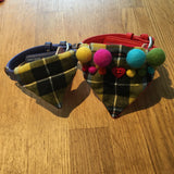 Cornish Tartan Bandana with Rainbow Pom Poms