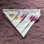 White / Latte Love Hearts Dog Bandana