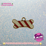 Christmas Dog Bone Charm - Striped